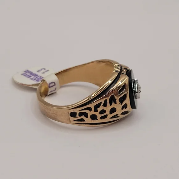 Vintage Espo Lind 14k HGE Gold Electroplated Mens Black Onyx